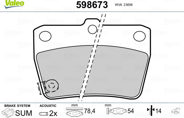 Valeo 598673 - Bremžu uzliku kompl., Disku bremzes www.autospares.lv