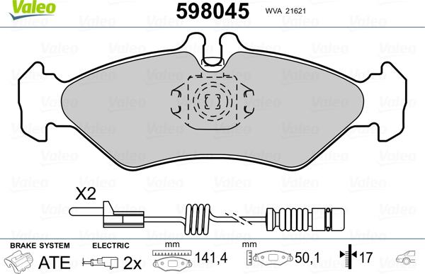 Valeo 598045 - Тормозные колодки, дисковые, комплект www.autospares.lv