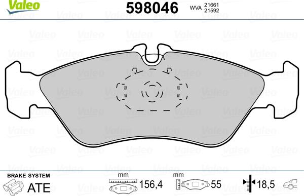 Valeo 598046 - Тормозные колодки, дисковые, комплект www.autospares.lv