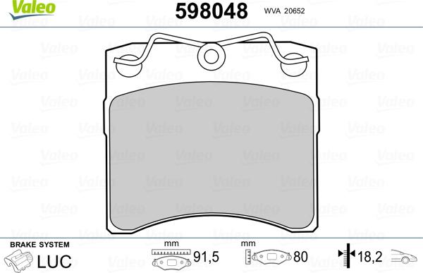 Valeo 598048 - Тормозные колодки, дисковые, комплект www.autospares.lv