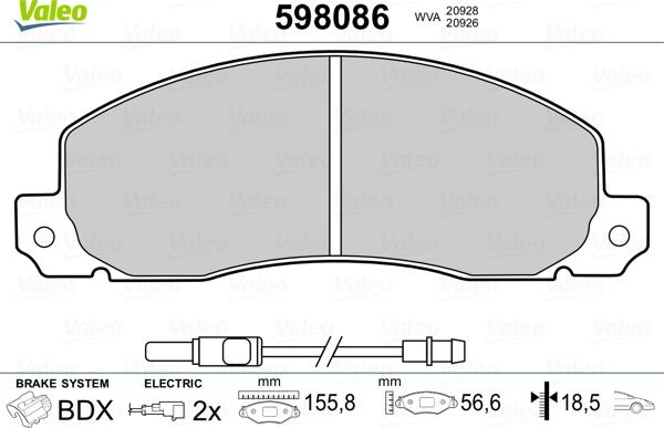 Valeo 598086 - Bremžu uzliku kompl., Disku bremzes autospares.lv