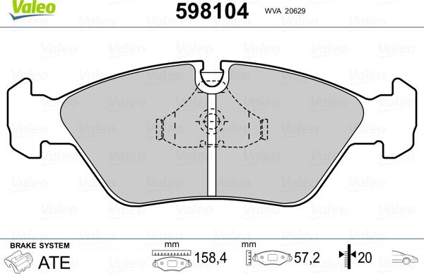 Valeo 598104 - Bremžu uzliku kompl., Disku bremzes www.autospares.lv