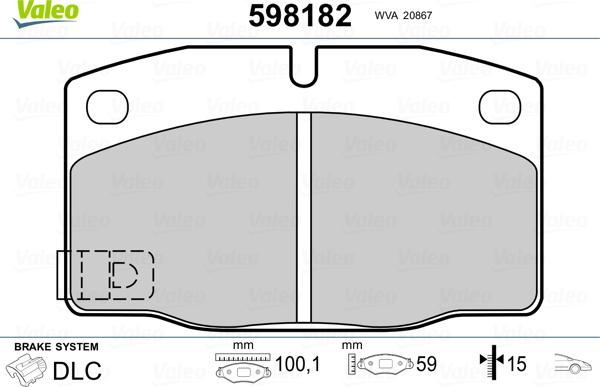 Valeo 598182 - Brake Pad Set, disc brake www.autospares.lv