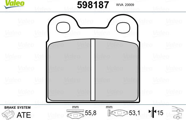 Valeo 598187 - Тормозные колодки, дисковые, комплект www.autospares.lv