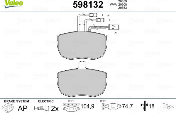 Valeo 598132 - Тормозные колодки, дисковые, комплект www.autospares.lv