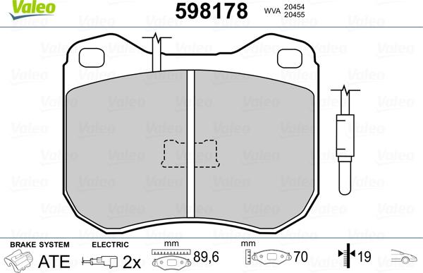 Valeo 598178 - Bremžu uzliku kompl., Disku bremzes www.autospares.lv