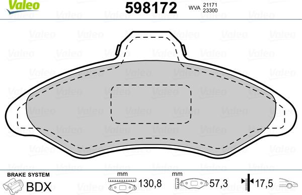 Valeo 598172 - Bremžu uzliku kompl., Disku bremzes autospares.lv