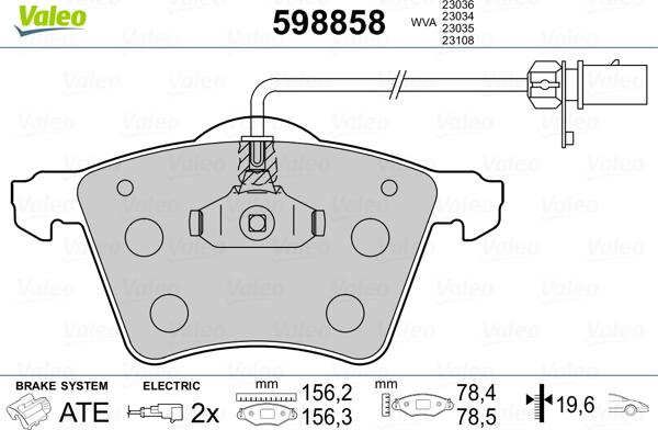 Valeo 598858 - Bremžu uzliku kompl., Disku bremzes www.autospares.lv