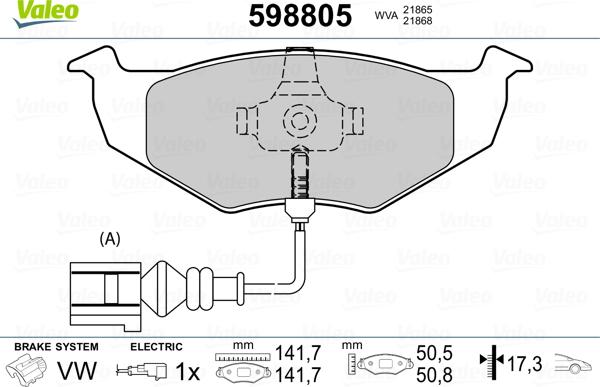 Valeo 598805 - Тормозные колодки, дисковые, комплект www.autospares.lv