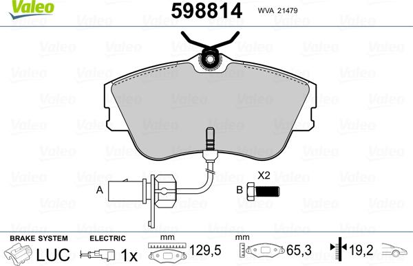 Valeo 598814 - Bremžu uzliku kompl., Disku bremzes autospares.lv