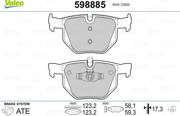 Valeo 598885 - Bremžu uzliku kompl., Disku bremzes www.autospares.lv