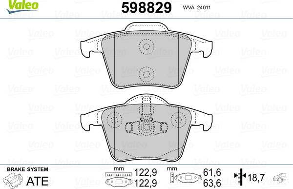 Valeo 598829 - Bremžu uzliku kompl., Disku bremzes www.autospares.lv