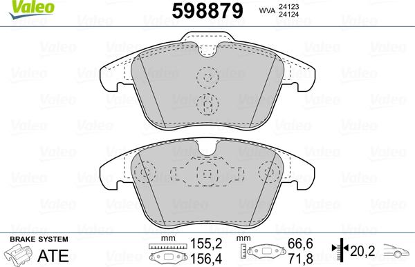 Valeo 598879 - Тормозные колодки, дисковые, комплект www.autospares.lv