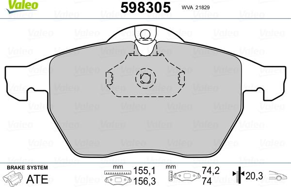 Valeo 598305 - Brake Pad Set, disc brake www.autospares.lv