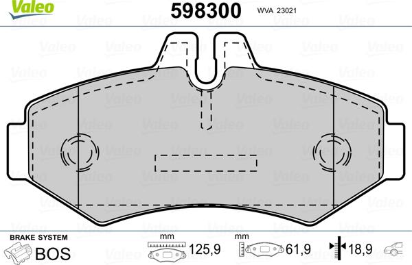 Valeo 598300 - Тормозные колодки, дисковые, комплект www.autospares.lv