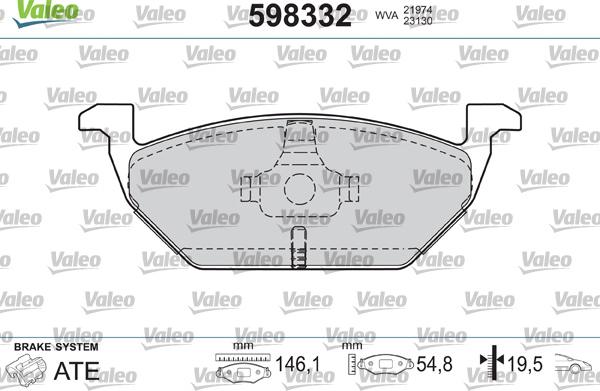 Valeo 598332 - Тормозные колодки, дисковые, комплект www.autospares.lv