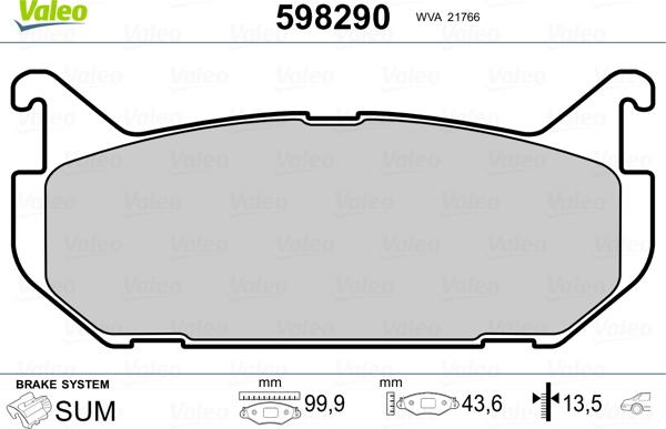 Valeo 598290 - Bremžu uzliku kompl., Disku bremzes autospares.lv