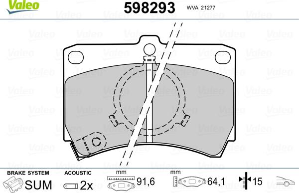 Valeo 598293 - Bremžu uzliku kompl., Disku bremzes autospares.lv