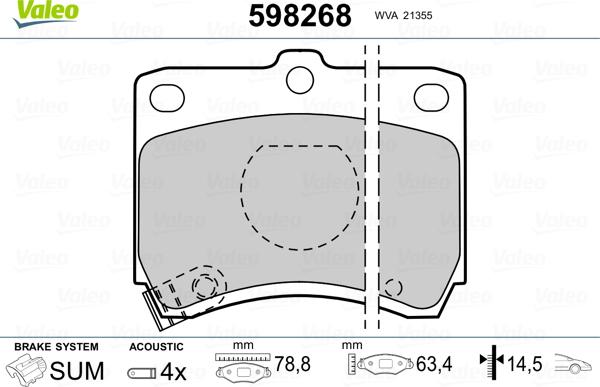 Valeo 598268 - Bremžu uzliku kompl., Disku bremzes autospares.lv