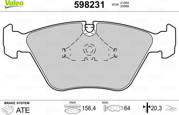 Valeo 598231 - Bremžu uzliku kompl., Disku bremzes www.autospares.lv