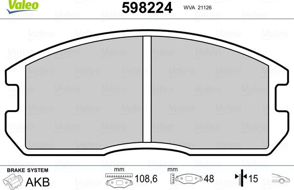 Valeo 598224 - Bremžu uzliku kompl., Disku bremzes autospares.lv