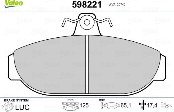 Valeo 598221 - Bremžu uzliku kompl., Disku bremzes www.autospares.lv