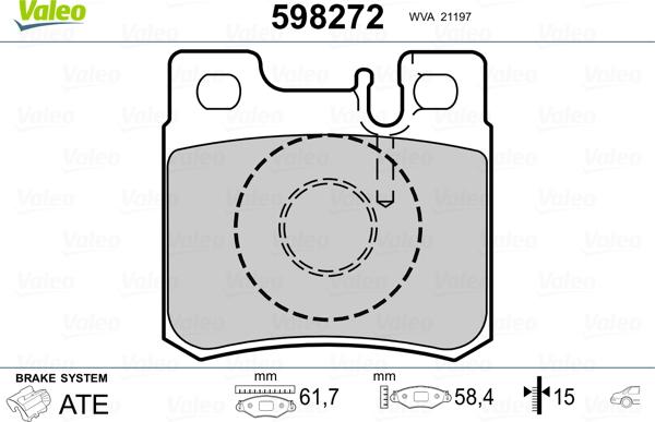 Valeo 598272 - Bremžu uzliku kompl., Disku bremzes www.autospares.lv