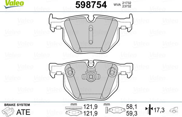 Valeo 598754 - Bremžu uzliku kompl., Disku bremzes www.autospares.lv