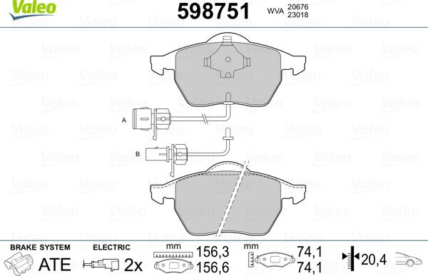 Valeo 598751 - Тормозные колодки, дисковые, комплект www.autospares.lv