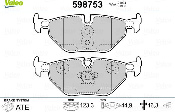 Valeo 598753 - Bremžu uzliku kompl., Disku bremzes autospares.lv