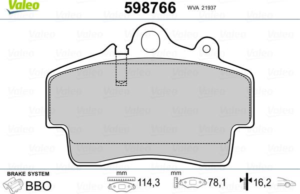 Valeo 598766 - Bremžu uzliku kompl., Disku bremzes autospares.lv