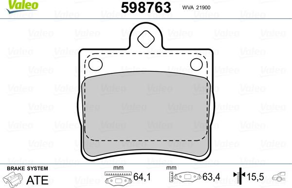 Valeo 598763 - Bremžu uzliku kompl., Disku bremzes www.autospares.lv