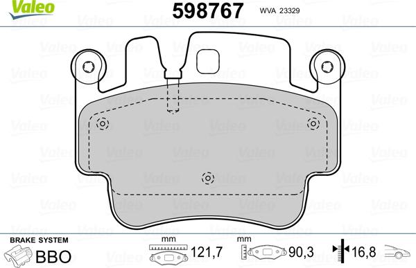 Valeo 598767 - Bremžu uzliku kompl., Disku bremzes autospares.lv