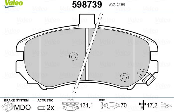 Valeo 598739 - Bremžu uzliku kompl., Disku bremzes autospares.lv