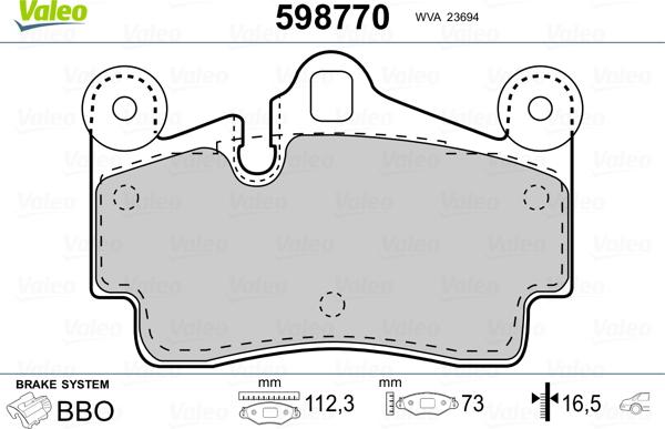 Valeo 598770 - Bremžu uzliku kompl., Disku bremzes autospares.lv