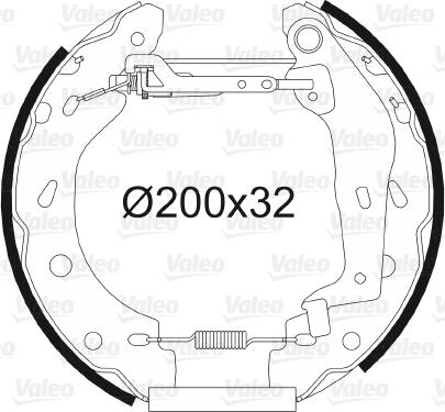 Valeo 554763 - Комплект тормозных колодок, барабанные www.autospares.lv