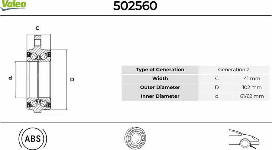 Valeo 502560 - Riteņa rumbas gultņa komplekts www.autospares.lv