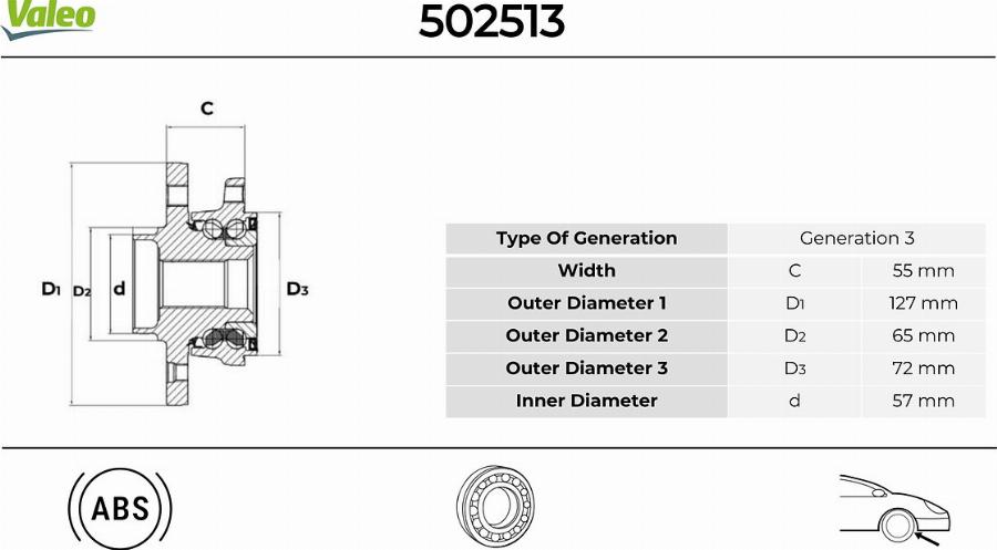 Valeo 502513 - Riteņa rumbas gultņa komplekts www.autospares.lv