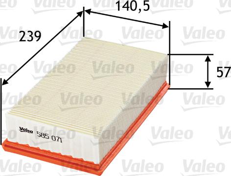 Valeo 585071 - Gaisa filtrs www.autospares.lv