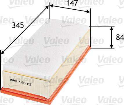 Valeo 585151 - Gaisa filtrs autospares.lv