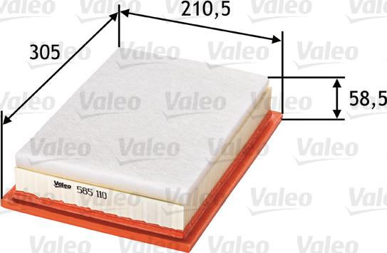 Valeo 585110 - Air Filter, engine www.autospares.lv