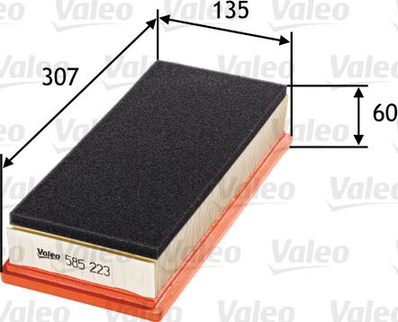 Valeo 585223 - Air Filter, engine www.autospares.lv