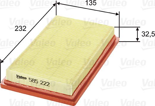 Valeo 585222 - Gaisa filtrs www.autospares.lv