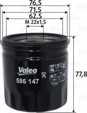 Valeo 586147 - Eļļas filtrs www.autospares.lv