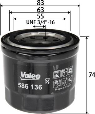 Valeo 586136 - Oil Filter www.autospares.lv