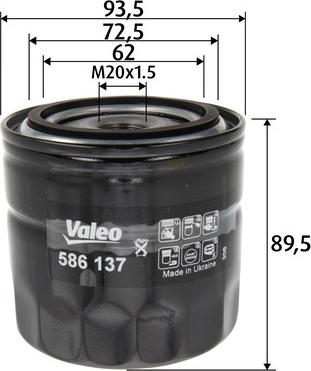 Valeo 586137 - Eļļas filtrs www.autospares.lv