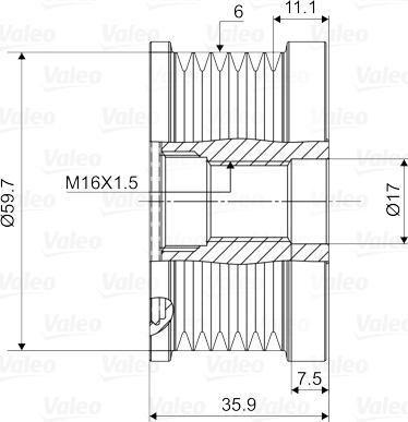 Valeo 588046 - Piedziņas skriemelis, Ģenerators www.autospares.lv