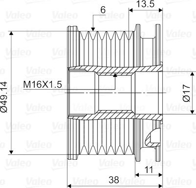 Valeo 588125 - Piedziņas skriemelis, Ģenerators www.autospares.lv