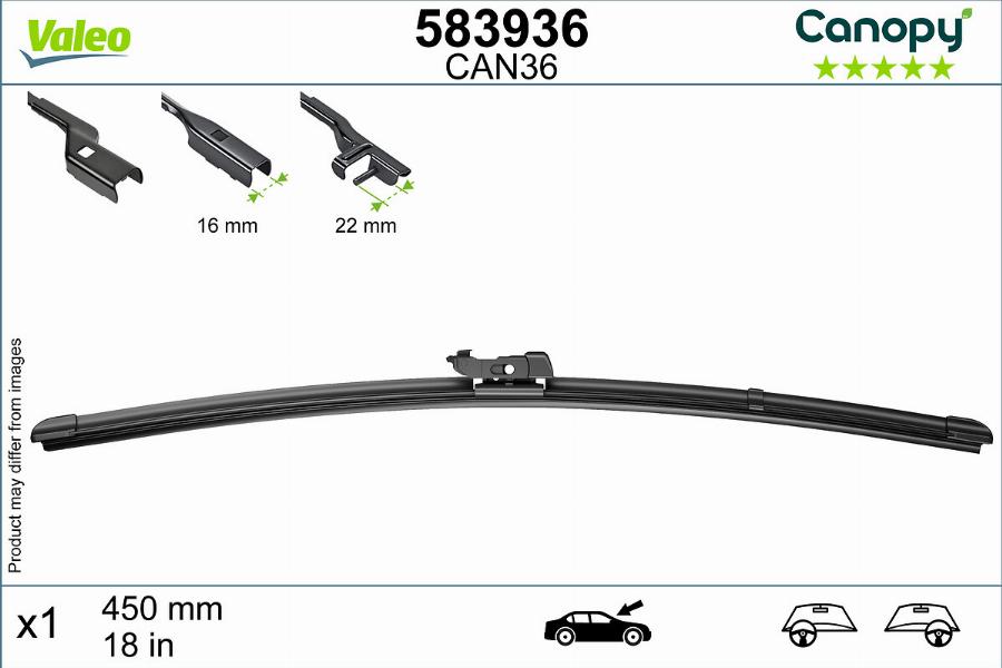 Valeo 583936 - Stikla tīrītāja slotiņa autospares.lv