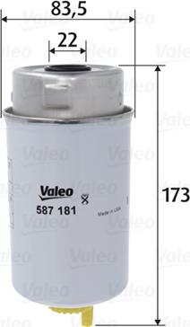 Valeo 587181 - Degvielas filtrs www.autospares.lv